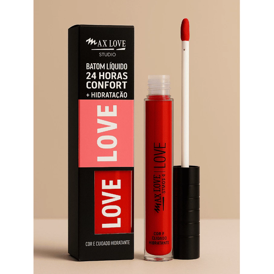 Batom Líquido Max Love 24h Efeito Matte | Alta Fixação + Hidratação com Ácido Hialurônico