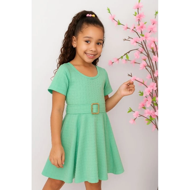 VESTIDO INFANTIL EVANGELICO PARA FESTA MENINA COM CINTO REGULAVEL